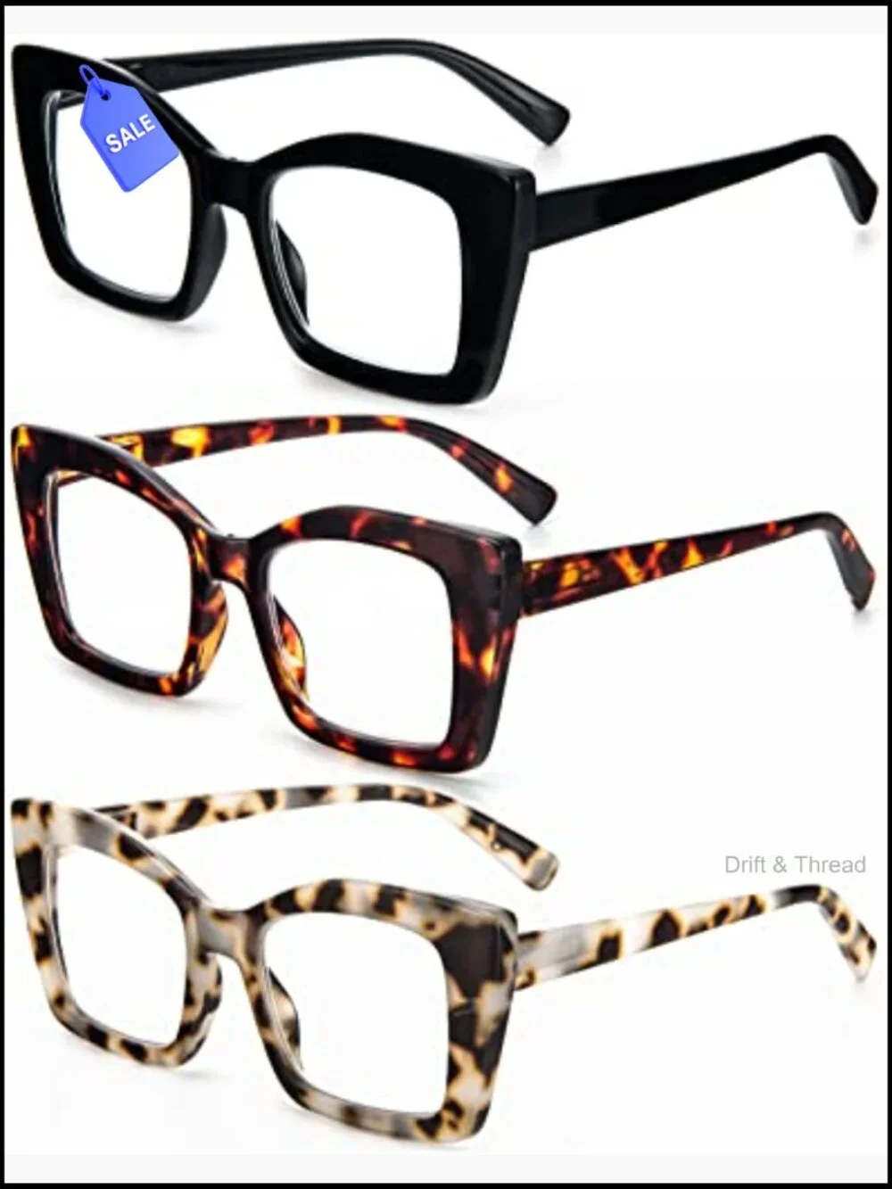 Oversized Square Reading Glasses Blue Light Blocking Spring Hinge Large Frame
